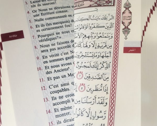 Le Noble Coran et la traduction en langue française de ses sens (bilingue français/arabe) - Edition de luxe couverture cartonnée en daim rose clair dorée