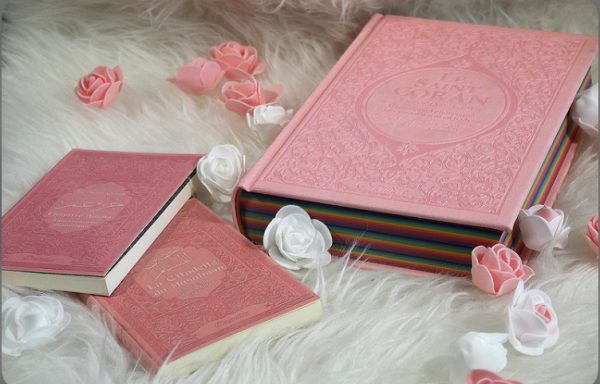 Cadeau de l'Aid pour femme (Pack avec Le Saint Coran Rainbow, Chapitre Amma et La citadelle du musulman) - Rose clair