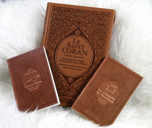 Cadeau marron à offrir en islam pour son mari : Le Saint Coran Rainbow (arc-en-ciel), Chapitre Amma et La citadelle du musulman