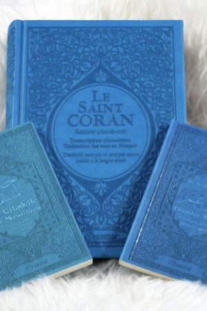 Coffret/Pack Cadeau Bleu (français/arabe/phonétique) : Le Saint Coran Rainbow, Chapitre Amma (Jouz' 'Ammâ) et La citadelle du musulman