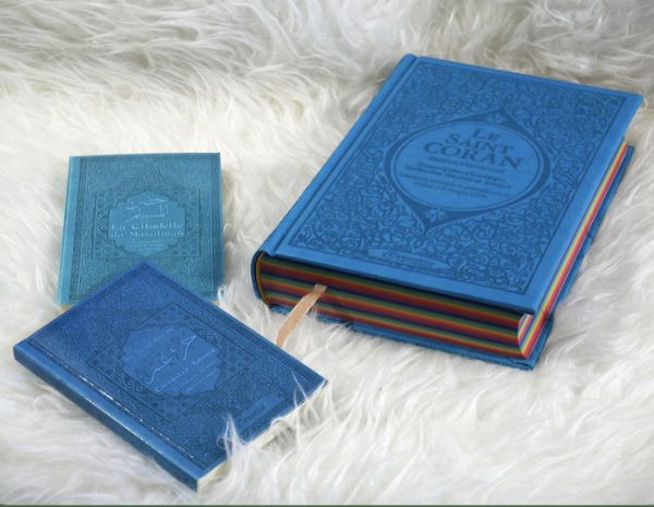 Coffret/Pack Cadeau Bleu (français/arabe/phonétique) : Le Saint Coran Rainbow, Chapitre Amma (Jouz' 'Ammâ) et La citadelle du musulman