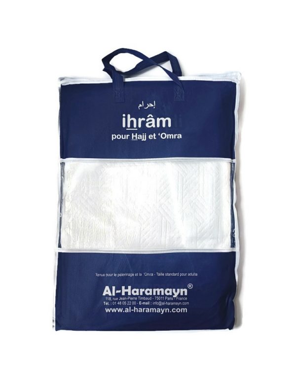 Ihrâm pour le hajj : Tenue pour le pèlerinage 2023 (Hajj) et la Omra (Vêtement en 2 pièces à base de micro fibre / coton dans un sac)